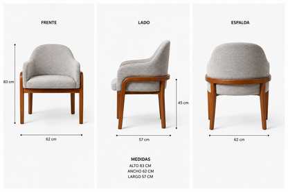 Silla Colomos | Silla para Comedor de Madera Natural