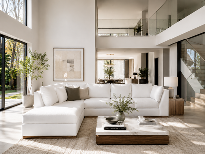 Sala Malta de Diseño | Sala Moderna en L con Parota Natural